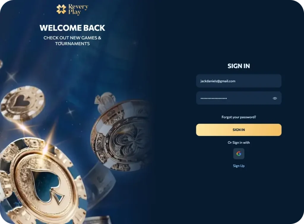 revery play casino login process