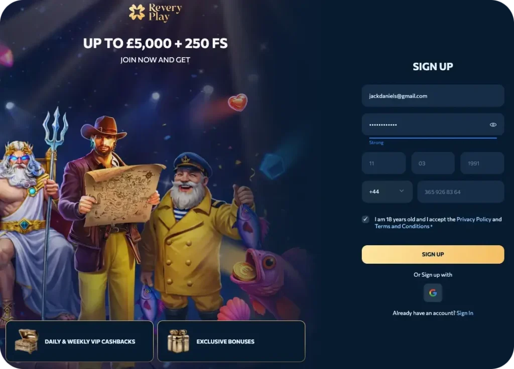 sign up process